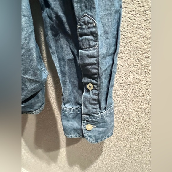 American Eagle Outfitters Men’s Button Down Denim Shirt Size Large Athletic Fit - Picture 5 of 10